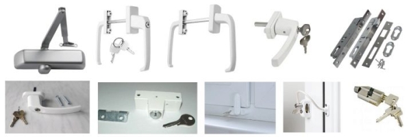 Фурнитура для алюминиевых окон: противовзломная продукция для раздвижных конструкций, ручки и комплектующие, гребенка и уплотнитель