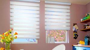 Римские и рулонные шторы день ночь, что это такое, какие ткани используются, фото в интерьере